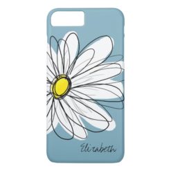 Trendy Daisy Floral Illustration Custom name iPhone 7 Plus Case
