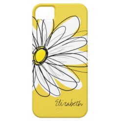 Trendy Daisy Floral Illustration - blackand yellow iPhone SE/5/5s Case