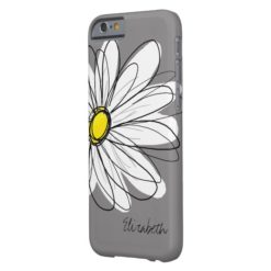 Trendy Daisy Floral Illustration - gray and yellow Barely There iPhone 6 Case