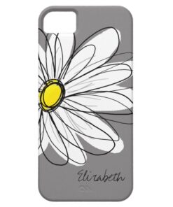 Trendy Daisy Floral Illustration - gray and yellow iPhone SE/5/5s Case