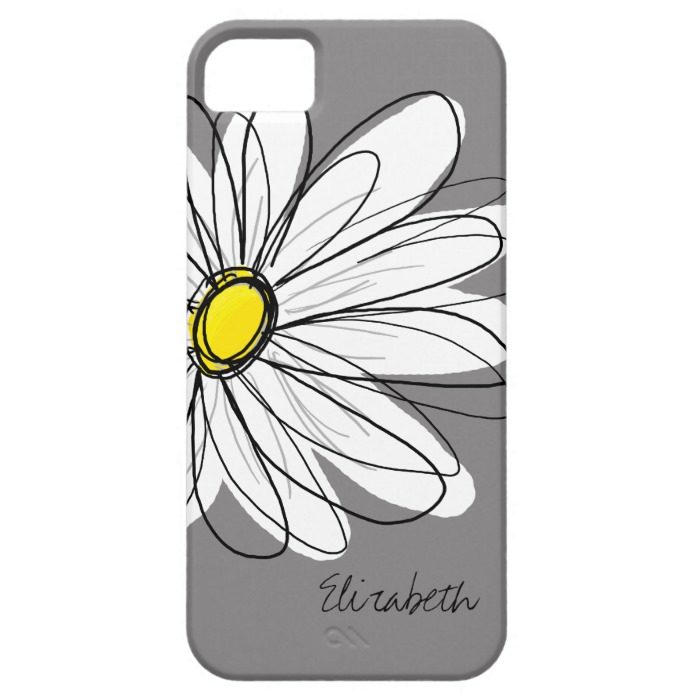 Trendy Daisy Floral Illustration - gray and yellow iPhone SE/5/5s Case