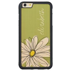 Trendy Daisy Floral Illustration - lime and yellow Carved Maple iPhone 6 Plus Bumper
