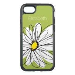 Trendy Daisy Floral Illustration - lime and yellow OtterBox Symmetry iPhone 7 Case