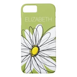 Trendy Daisy Floral Illustration - lime and yellow iPhone 7 Case