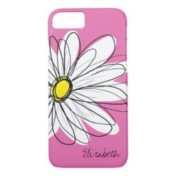 Trendy Daisy Floral Illustration - pink yellow iPhone 7 Case