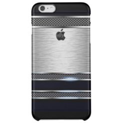 Trendy Modern Faux Shiny Metal Stripes Pattern Clear iPhone 6 Plus Case