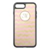 Trendy Monogram Pink and Chic Gold Chevron Stripe OtterBox Symmetry iPhone 7 Plus Case