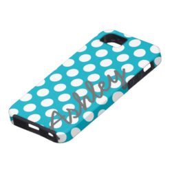 Trendy Polka Dot Pattern with name - blue gray iPhone SE/5/5s Case
