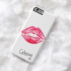 Trendy red modern lipstick love kiss lips custom barely there iPhone 6 case