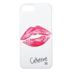Trendy red modern lipstick love kiss lips custom iPhone 7 case