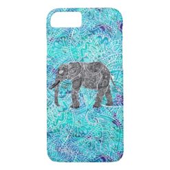 Tribal paisley boho elephant blue turquoise iPhone 7 case