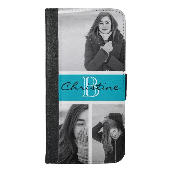 Triple Photo Collage & Monogram iPhone 6/6s Plus Wallet Case