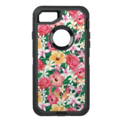 Tropical Hibiscus Floral Pattern OtterBox Defender iPhone 7 Case
