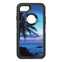 Tropical Island Pretty Pink Blue Sunset Photo OtterBox Defender iPhone 7 Case