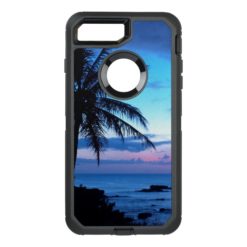 Tropical Island Pretty Pink Blue Sunset Photo OtterBox Defender iPhone 7 Plus Case