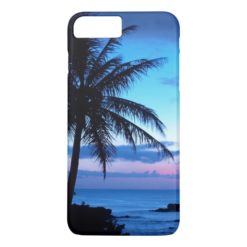 Tropical Island Pretty Pink Blue Sunset Photo iPhone 7 Plus Case