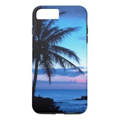 Tropical Island Pretty Pink Blue Sunset Photo iPhone 7 Plus Case