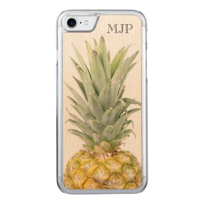 Tropical Pineapple with Monogram Carved iPhone 7 Case