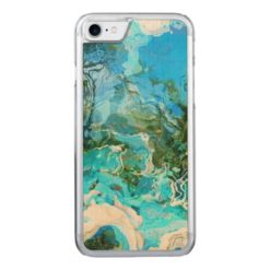 Tropical Turquoise Ocean Blue Carved iPhone 7 Case