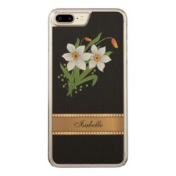 Tulips and Daffodils Gold Name Carved iPhone 7 Plus Case