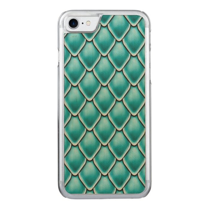 Turquoise Fantasy Scale Pattern Carved iPhone 7 Case
