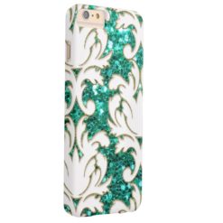 Turquoise Glitter Damask Barely There iPhone 6 Plus Case