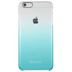 Turquoise Gradient Ombre Personalized Clear Clear iPhone 6 Plus Case