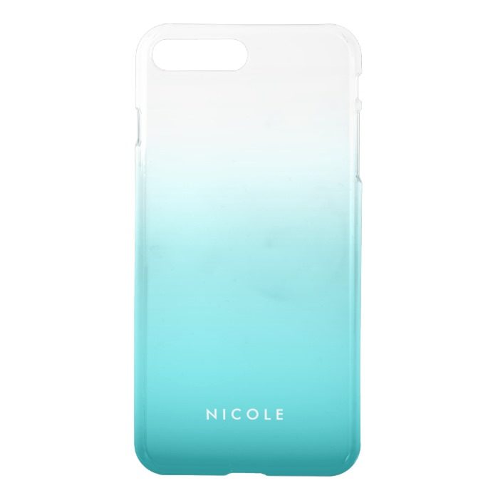 Turquoise Gradient Ombre Personalized Clear iPhone 7 Plus Case