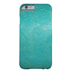 Turquoise Leather Tooled Floral Print Barely There iPhone 6 Case