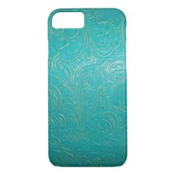 Turquoise Leather Tooled Floral Print iPhone 7 Case