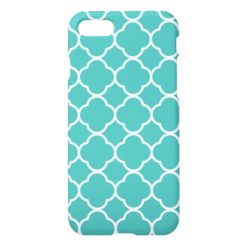 Turquoise Quatrefoil Pattern iPhone Case