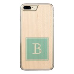 Turquoise Square Monogram Carved iPhone 7 Plus Case