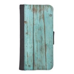 Turquoise Wood Teal Barn Wood Weathered Beach iPhone SE/5/5s Wallet