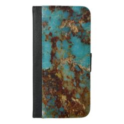 Turquoise and gold iPhone 6/6s plus wallet case