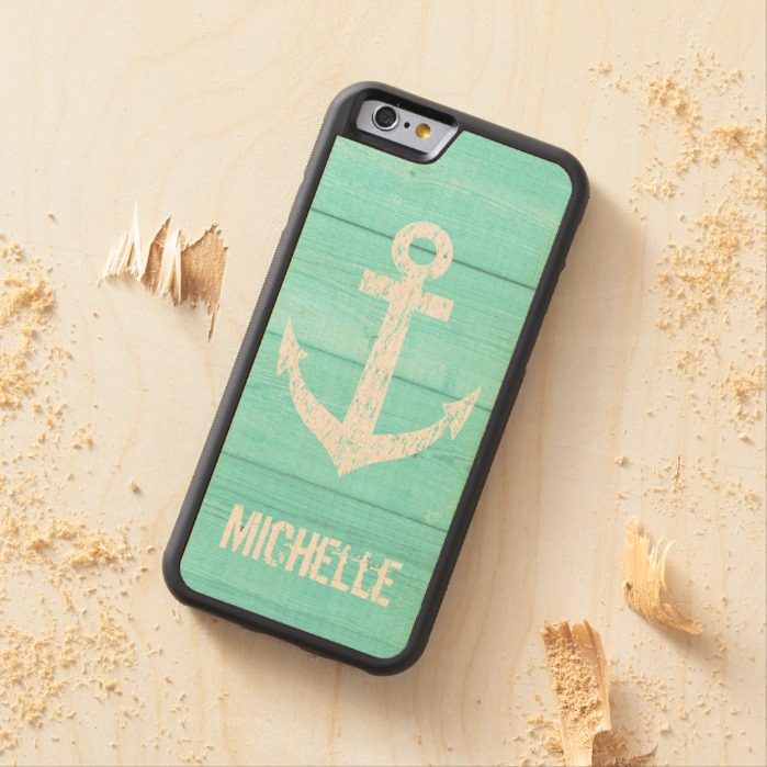 Turquoise blue nautical anchor panel iPhone 6 case