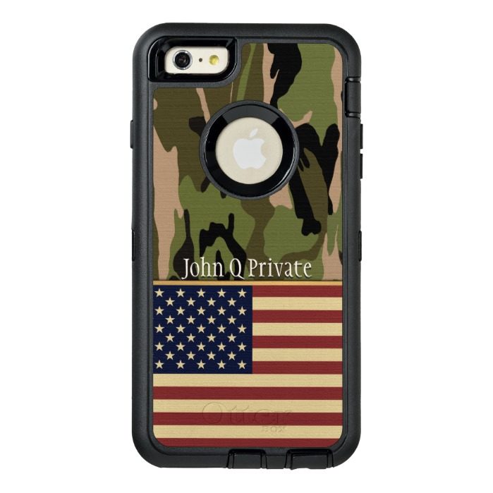 USA Flag Camo Name Template OtterBox Defender iPhone Case