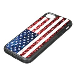 USA flag red and blue sparkles glitters OtterBox Symmetry iPhone 7 Case