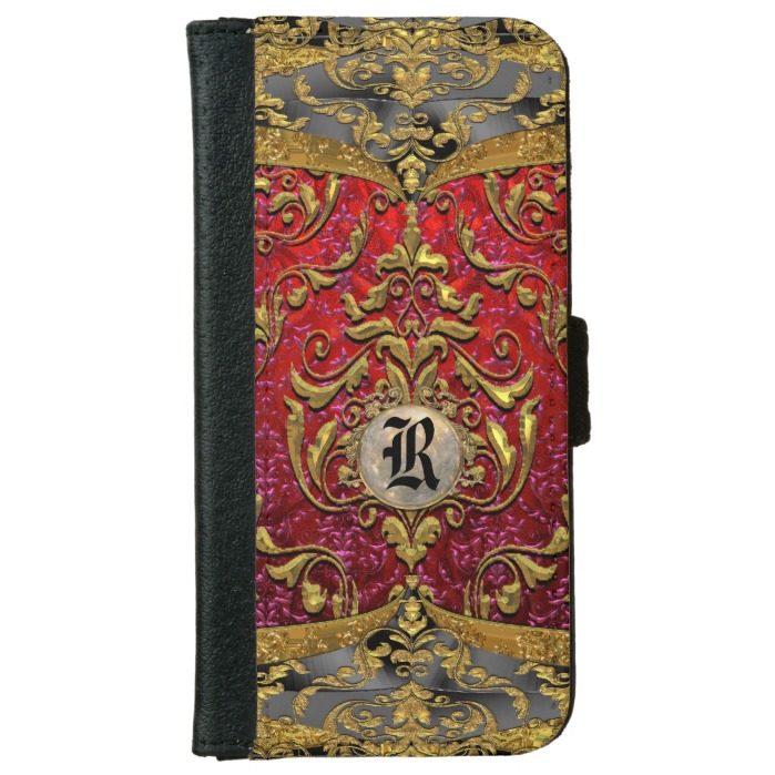 Ufaycicle Baroque 6/6s Damask Monogram Wallet Phone Case For iPhone 6/6s