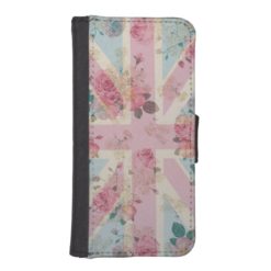 Union Jack English Roses Pattern Wallet Phone Case For iPhone SE/5/5s