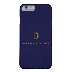 VINTAGE MODERN GOLD and NAVY INITIAL MONOGRAM LOGO Barely There iPhone 6 Case