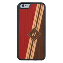 Varied Width Stripes Monogram Wood iPhone Carved Cherry iPhone 6 Bumper Case