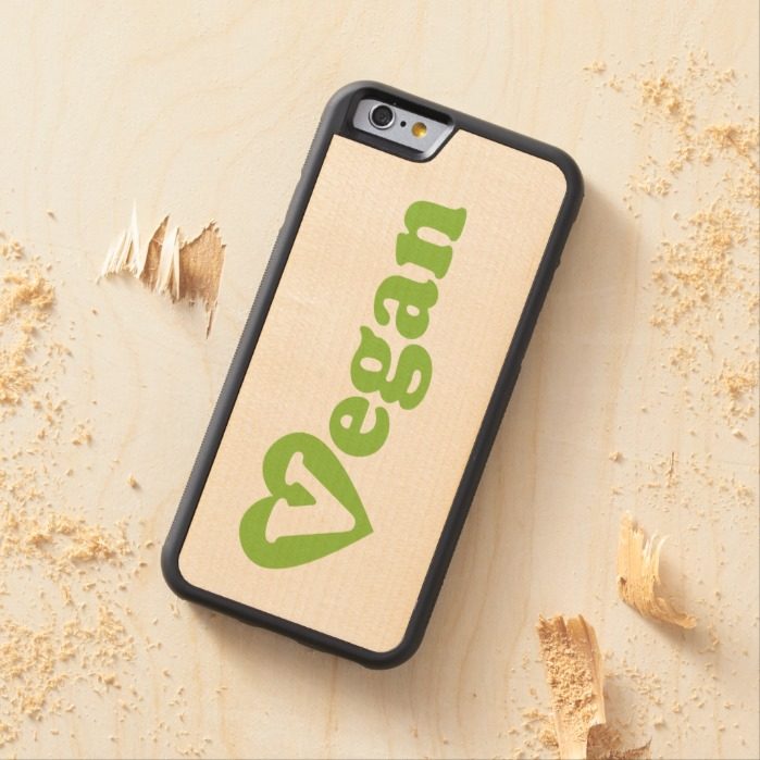 Vegan Simple Heart Text iPhone 6 wood case