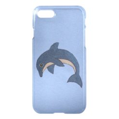 Vibrant Dark Blue Dolphin White Sparkles on Blue iPhone 7 Case