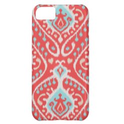 Vibrant ikat pattern in red and turquoise iPhone 5C cover