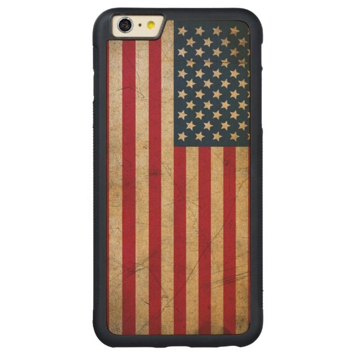 Vintage American Flag Carved Maple iPhone 6 Plus Bumper Case