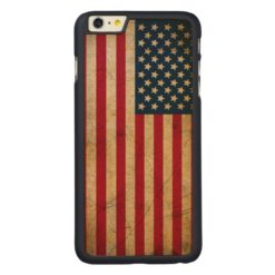 Vintage American Flag Carved Maple iPhone 6 Plus Case