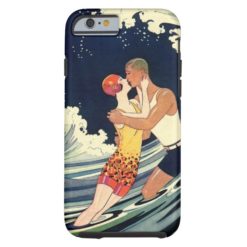 Vintage Art Deco Love Romantic Kiss Beach Wave Tough iPhone 6 Case