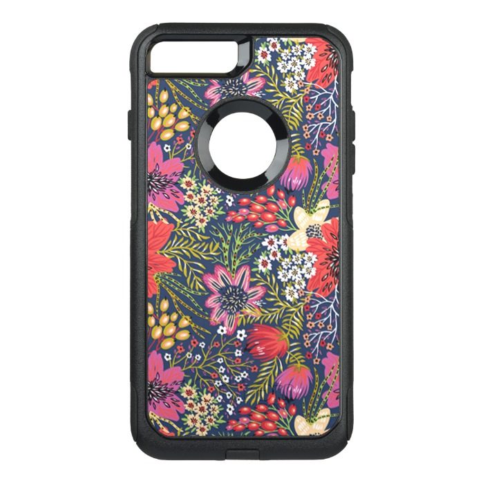 Vintage Bright Floral Pattern Fabric OtterBox Commuter iPhone 7 Plus Case