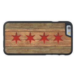 Vintage Chicago Flag Distressed Carved Maple iPhone 6 Slim Case