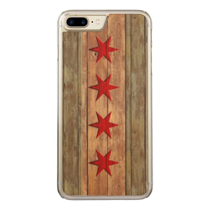 Vintage Chicago Flag Distressed Carved iPhone 7 Plus Case